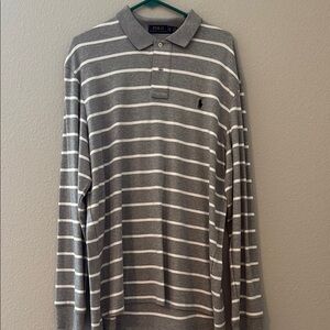 Polo by Ralph Lauren Gray and White Striped Polo Shirt